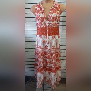 Johnny Was Maelle Tiered Midi Dress Size XL